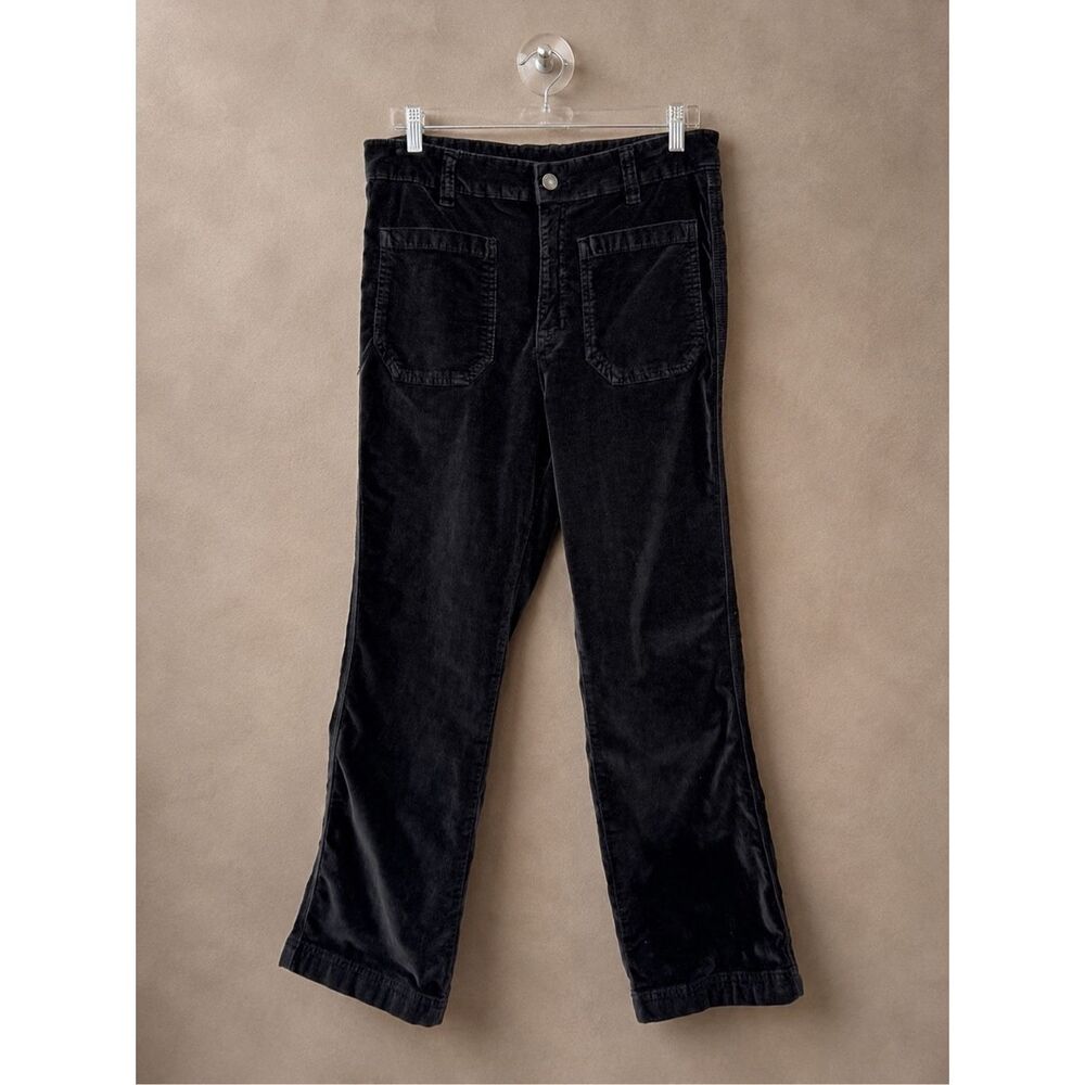 Free People Sz 10 High Time Velvet Kick Flare pants black